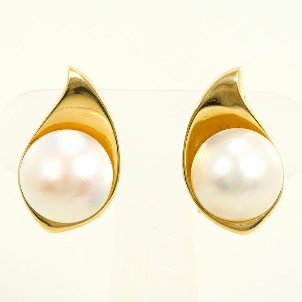 18K YG ピアス pierced earrings マベパール 真珠 総重量約6.5g
