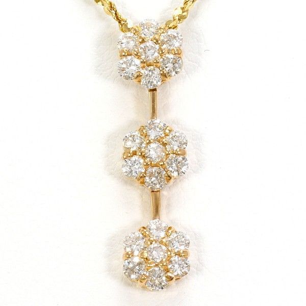 18K YG ネックレス necklace ダイヤ 0.60 カード鑑別書 総重量約3.6g 約38cm