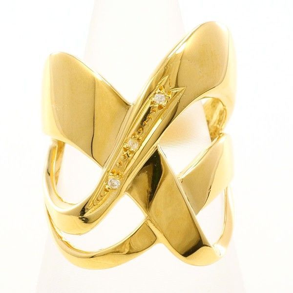 K18YG リング ring 指輪 11号 ダイヤ 0.018 カード鑑別書 総重量約4.9g