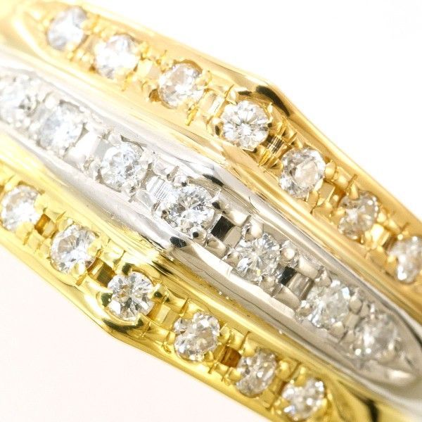 PT 900 K 18 YGPG リング ring 指輪 16号 ダイヤ 0.22 カード鑑別書 総重量約5.1 g