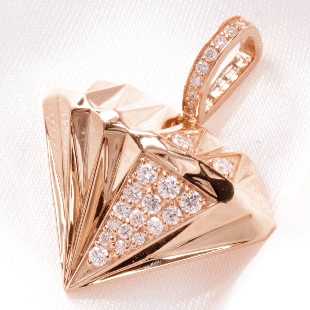 ペンダントトップ メンズ 18金 K18PG ダイヤモンド ダイヤモンドモチーフ ペンダントヘッド ネックレストップ ピンクゴールド 男性用 刻印入り 鑑別書付き シンプル プレゼント ギフト マート メルカリShops店