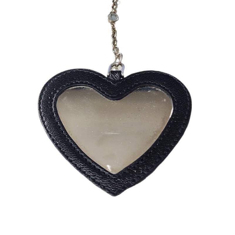 MIU MIU ミュウミュウ ハートミラーチャーム ブラック 本革 レザー