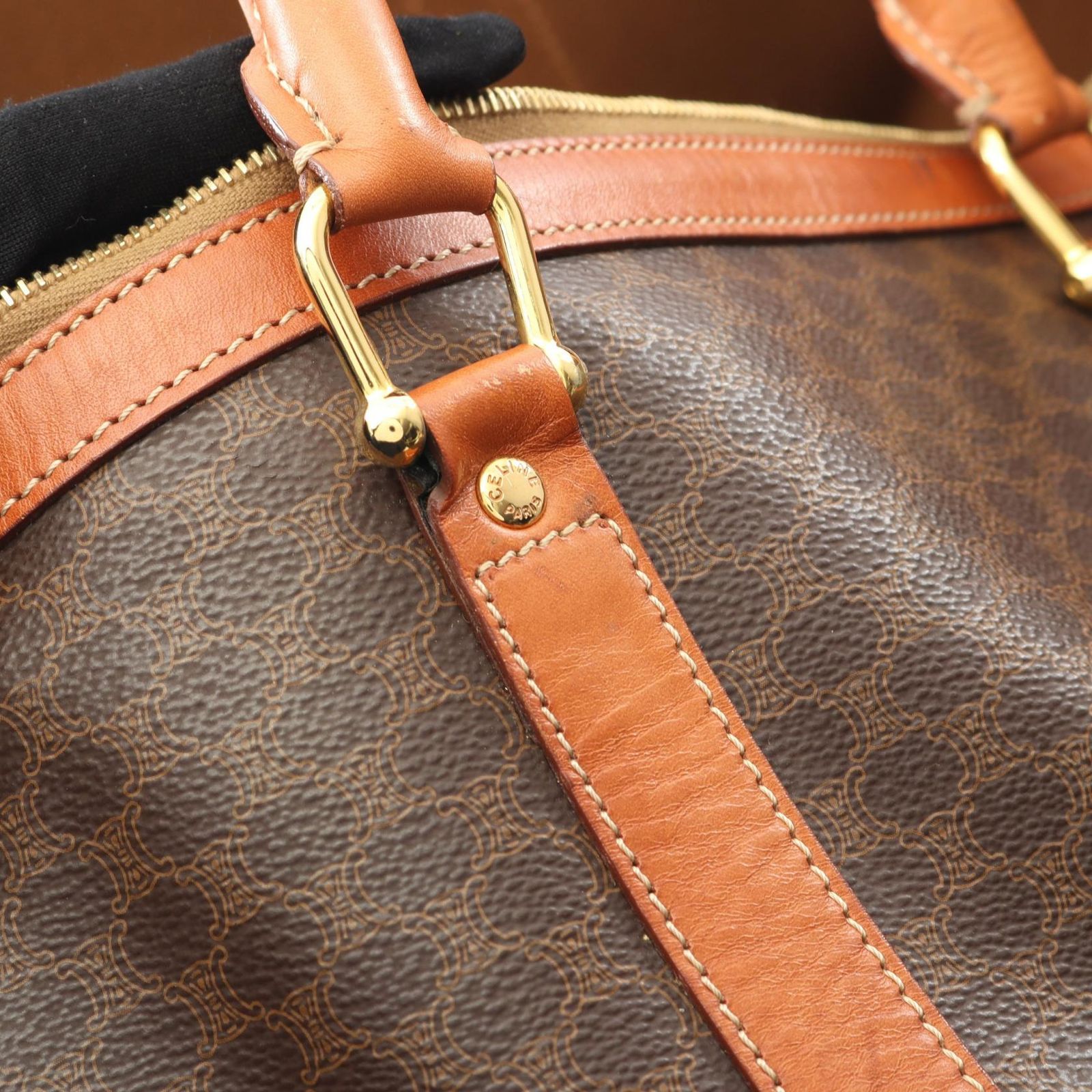 セリーヌ CELINE ボストンバッグ マカダム ブラウン PVCコーティング