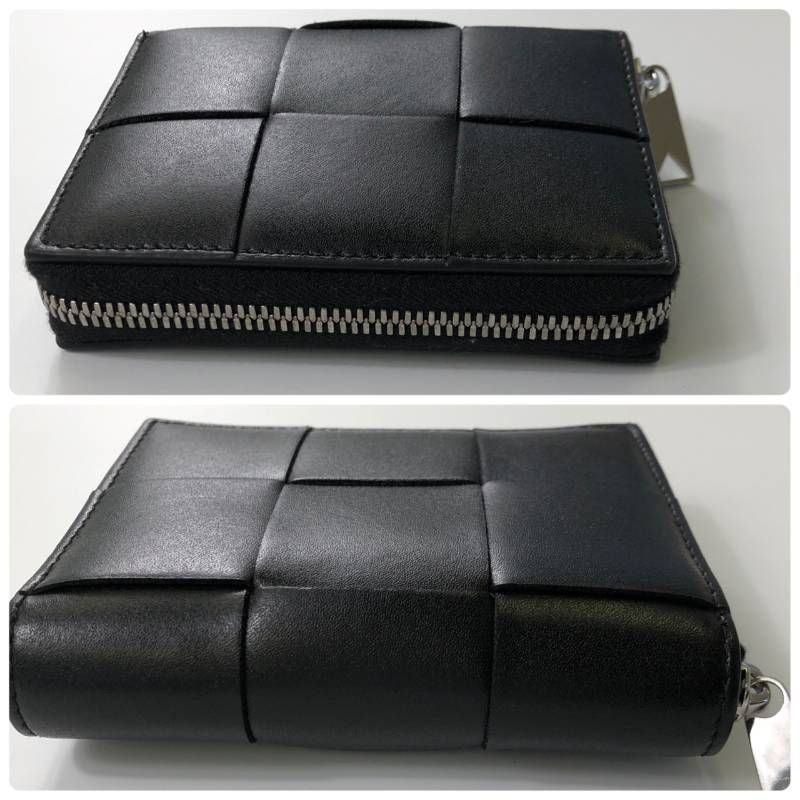 極美品 ボッテガヴェネタ カセット ジップウォレット レザー ブラック