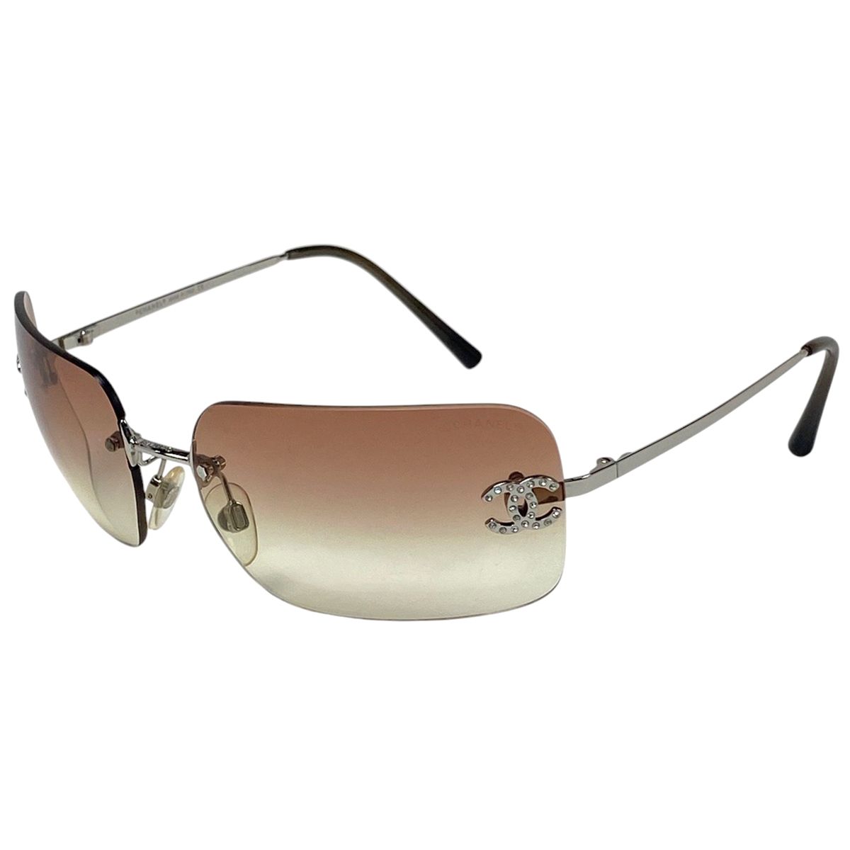 シャネル CHANEL ココマーク サングラス グラデーション アイウェア ラインストーン サングラス メタル ブラウン シルバー 4017-D レディース