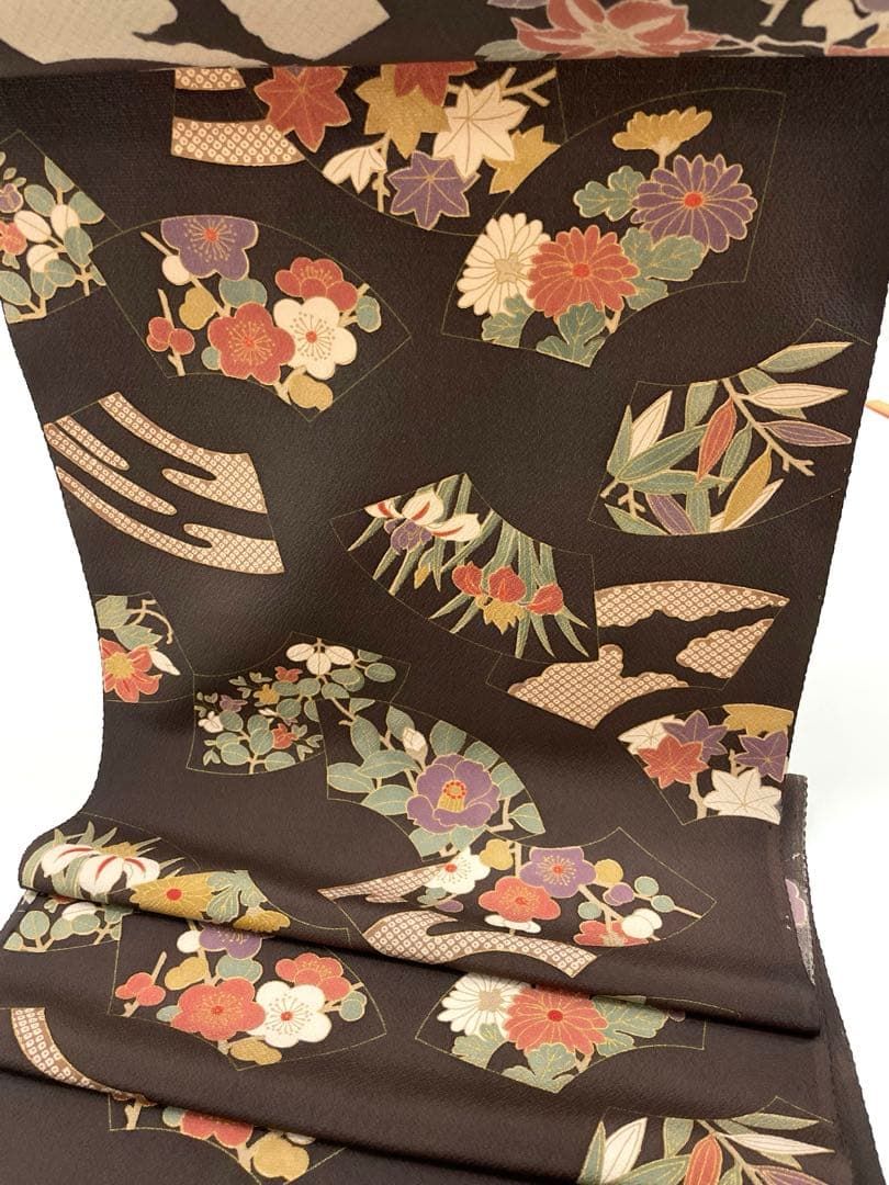 金彩 扇面に四季の花