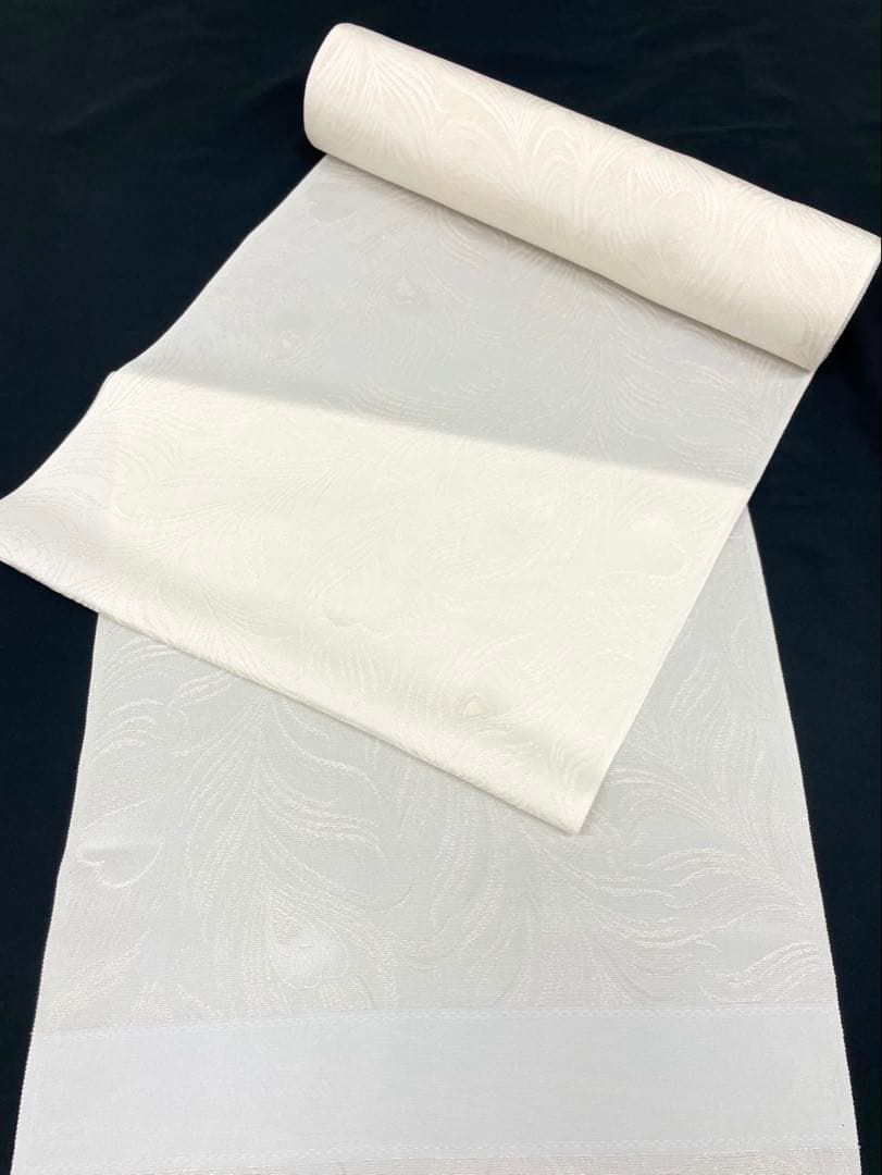 白生地 金通し 紋意匠 孔雀の羽 着尺 正絹 反物 白生地 金通し