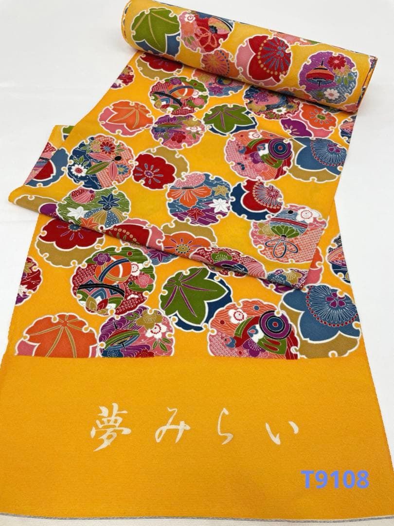 小紋 手染め 七五三 十三詣 雪輪に玩具 花 正絹 反物 T 9108