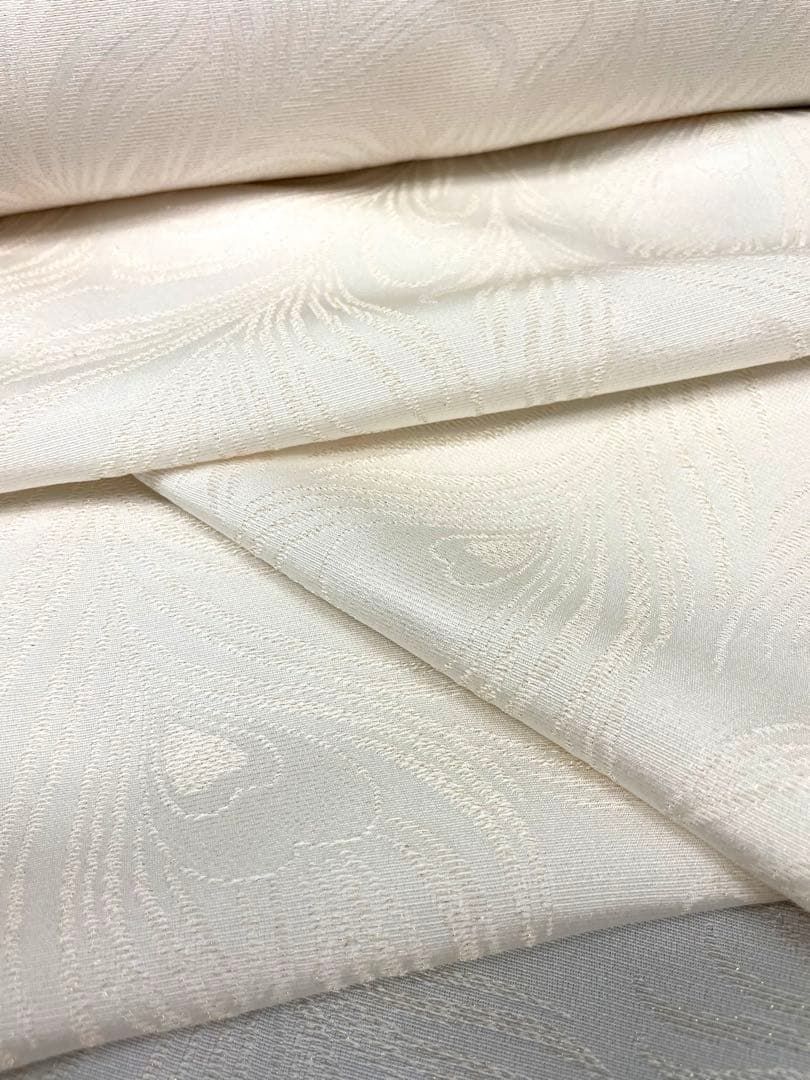 白生地 金通し 紋意匠 孔雀の羽 着尺 正絹 反物 白生地 金通し 紋意匠