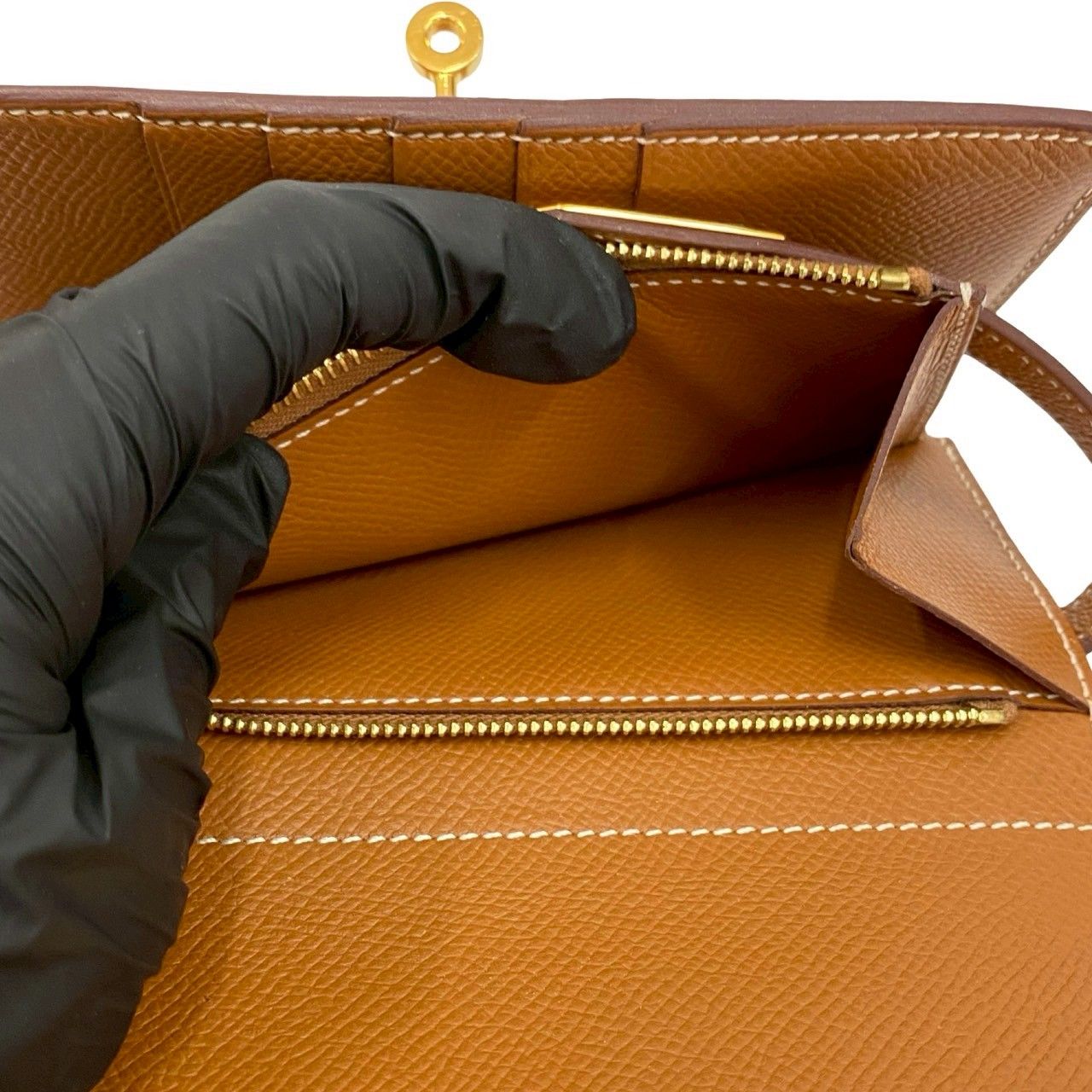 極 美品 D 刻印 HERMES エルメス ケリーウォレット ミディアム ヴォー  