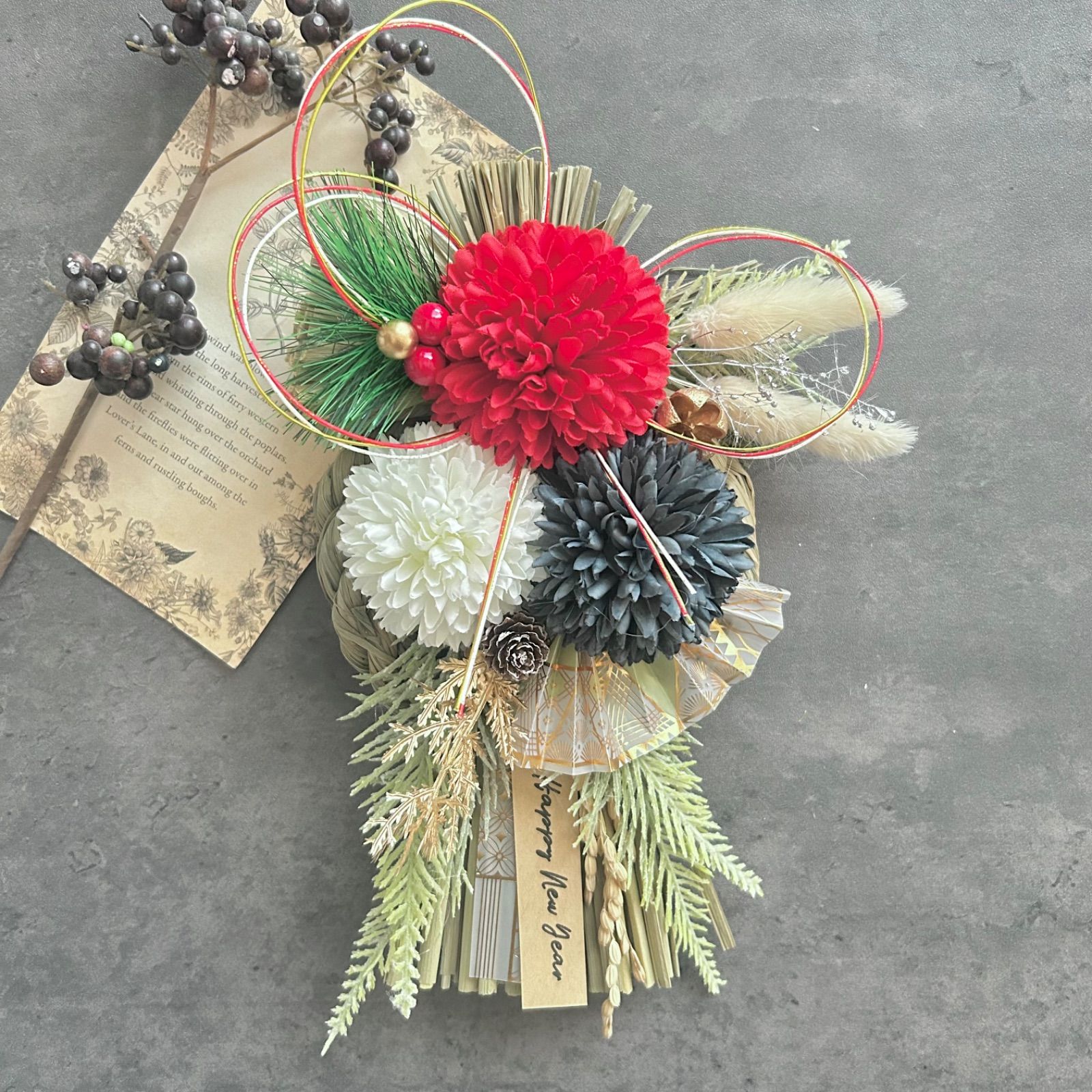 再販】No.141 ナチュラルわらのしめ縄リース2026 ハンドメイド お正月