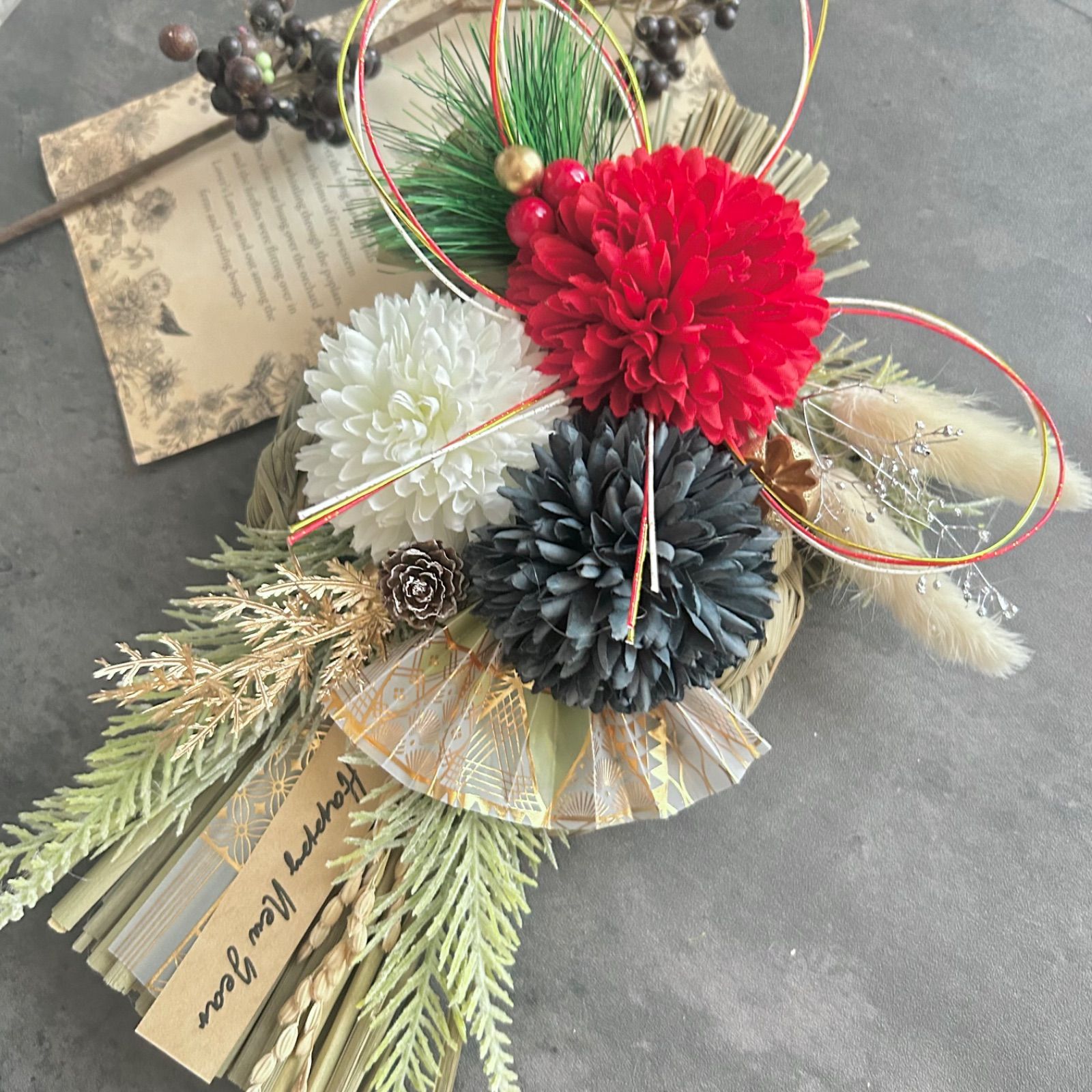 再販】No.141 ナチュラルわらのしめ縄リース2026 ハンドメイド お正月