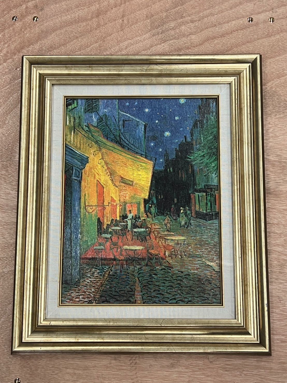 ゴッホ 夜のカフェテラス 油彩画 額縁入り アート 絵画 インテリア