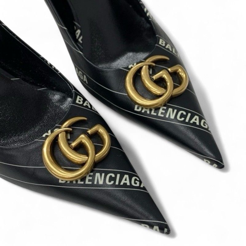 グッチ GUCCI パンプス 靴 シューズ レザー ブラック ホワイト 黒