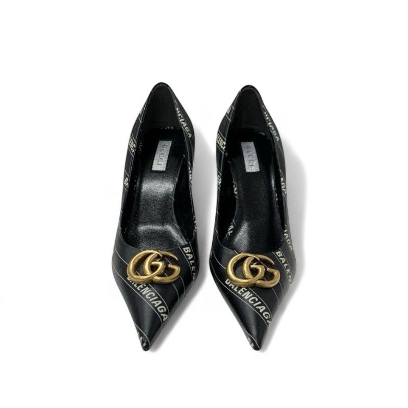 グッチ GUCCI パンプス 靴 シューズ レザー ブラック ホワイト 黒