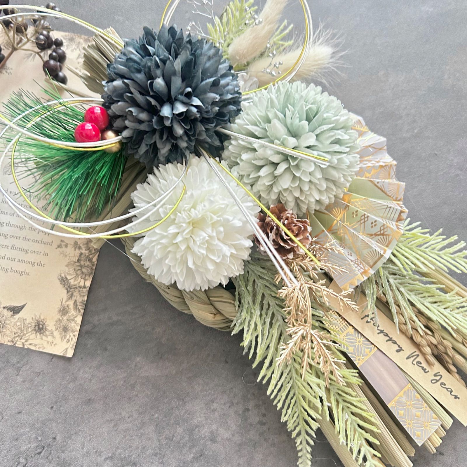 ◇しめ縄リース◇ナチュラル 再販】No.142 ナチュラルわらのしめ縄リース2026 ハンドメイド お正月