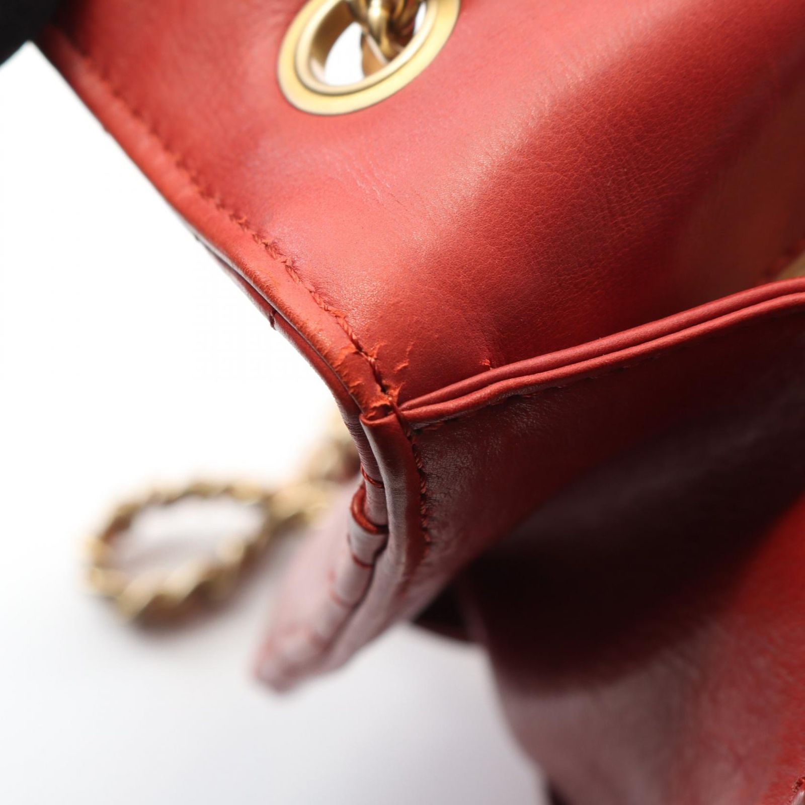 シャネル CHANEL ショルダーバッグ バイアスステッチ レッド