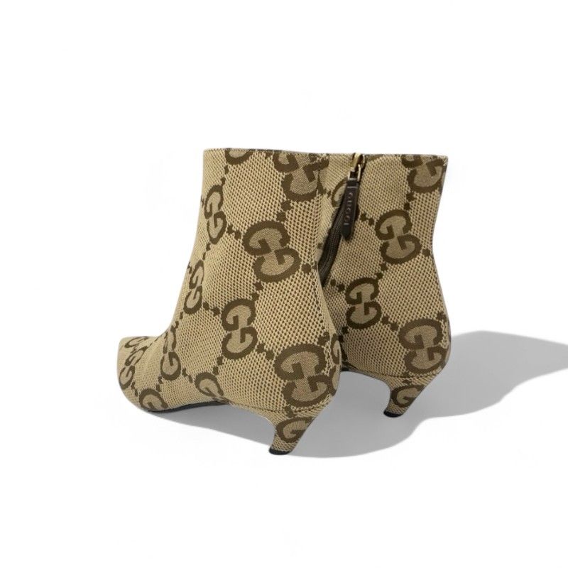 グッチ GUCCI ブーツ ショートブーツ 靴 シューズ キャンバス ベージュ