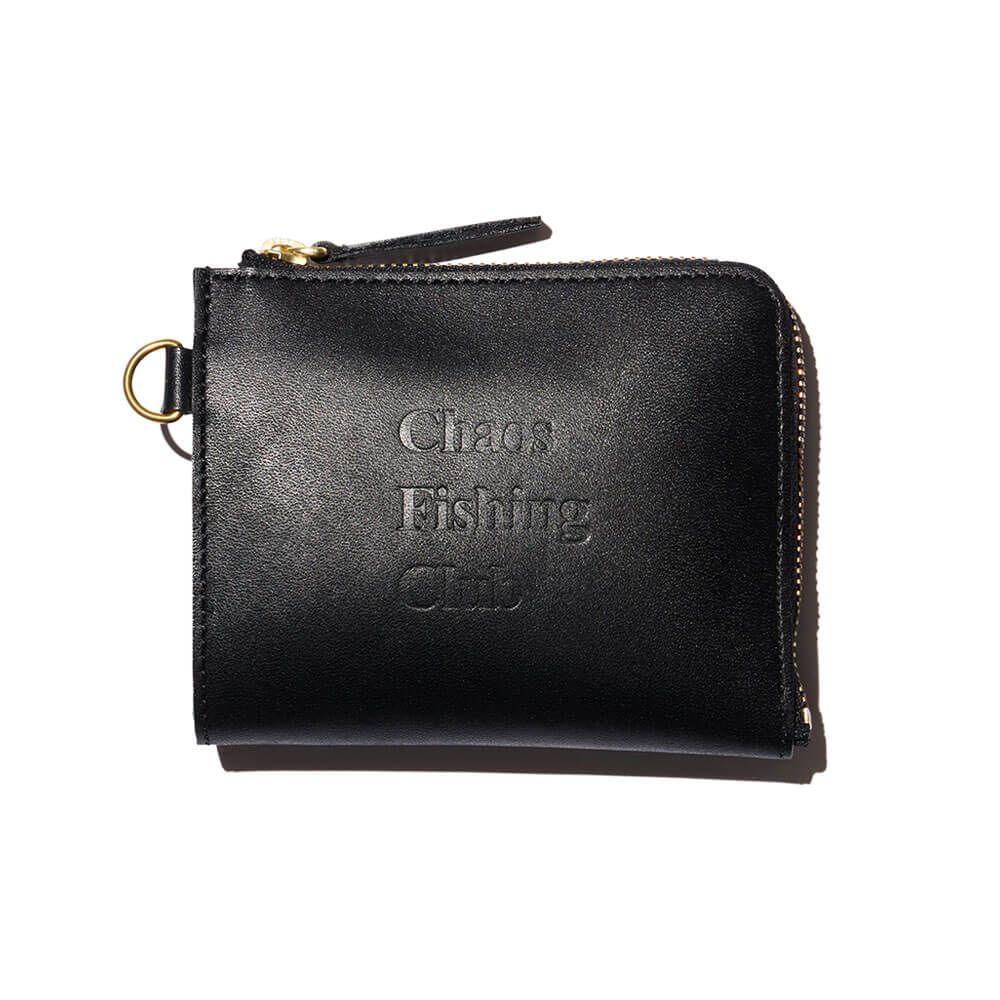 CHAOS FISHING CLUB WALLET カオスフィッシングクラブ サイフ LOGO LEATHER WALLET 2.0 BLACK スケートボード スケボー