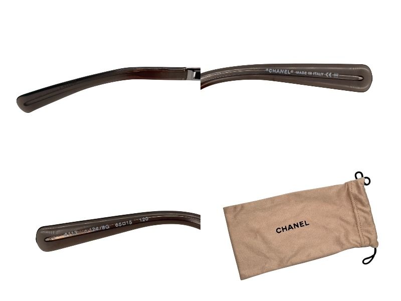  CHANEL シャネル サングラス メガネ ココマーク リムレス ブルーグレー メタル シルバー金具 サイズ65◻︎15 4 b 008973 サングラス 小物