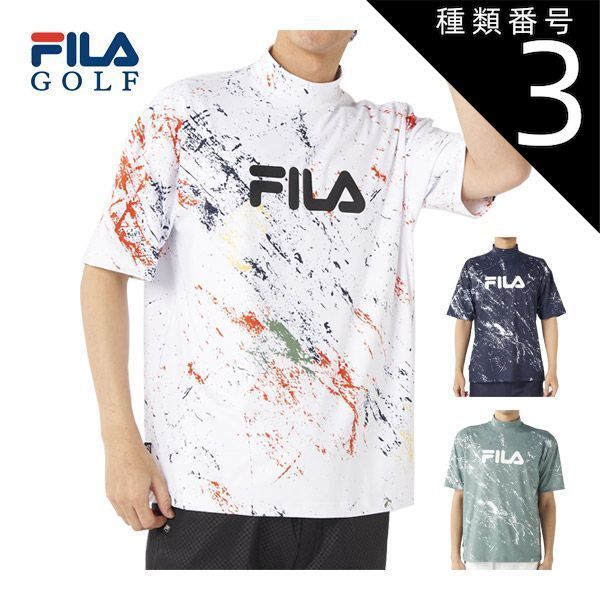 カラフルロゴ ホワイトゴルフシャツ 89 ゴルフ 種類3：ミックス(MIX)/LL フィラゴルフ グラフィック柄 モック