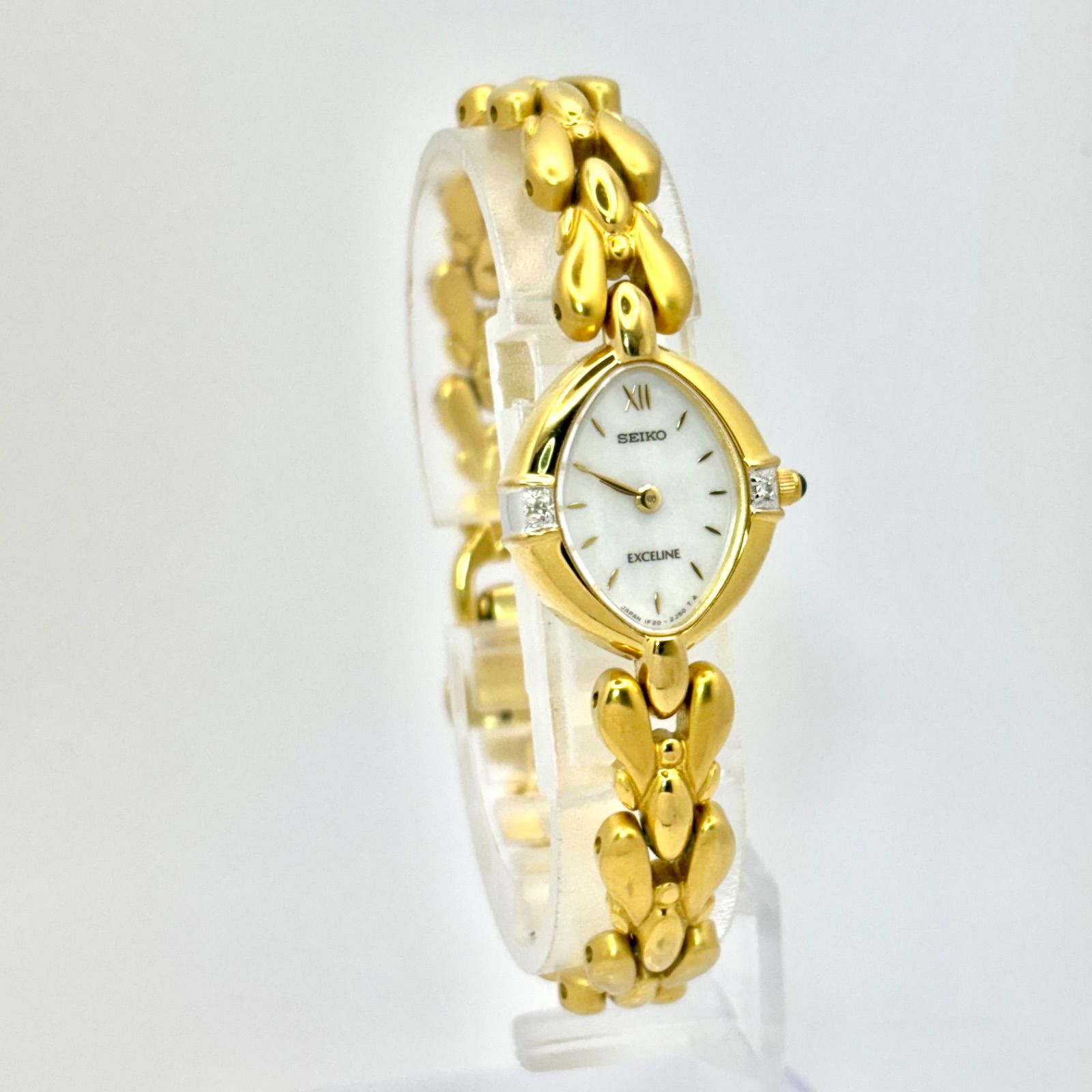 美品/新品電池】SEIKO セイコー EXCELINE エクセリーヌ 2Pダイヤ
