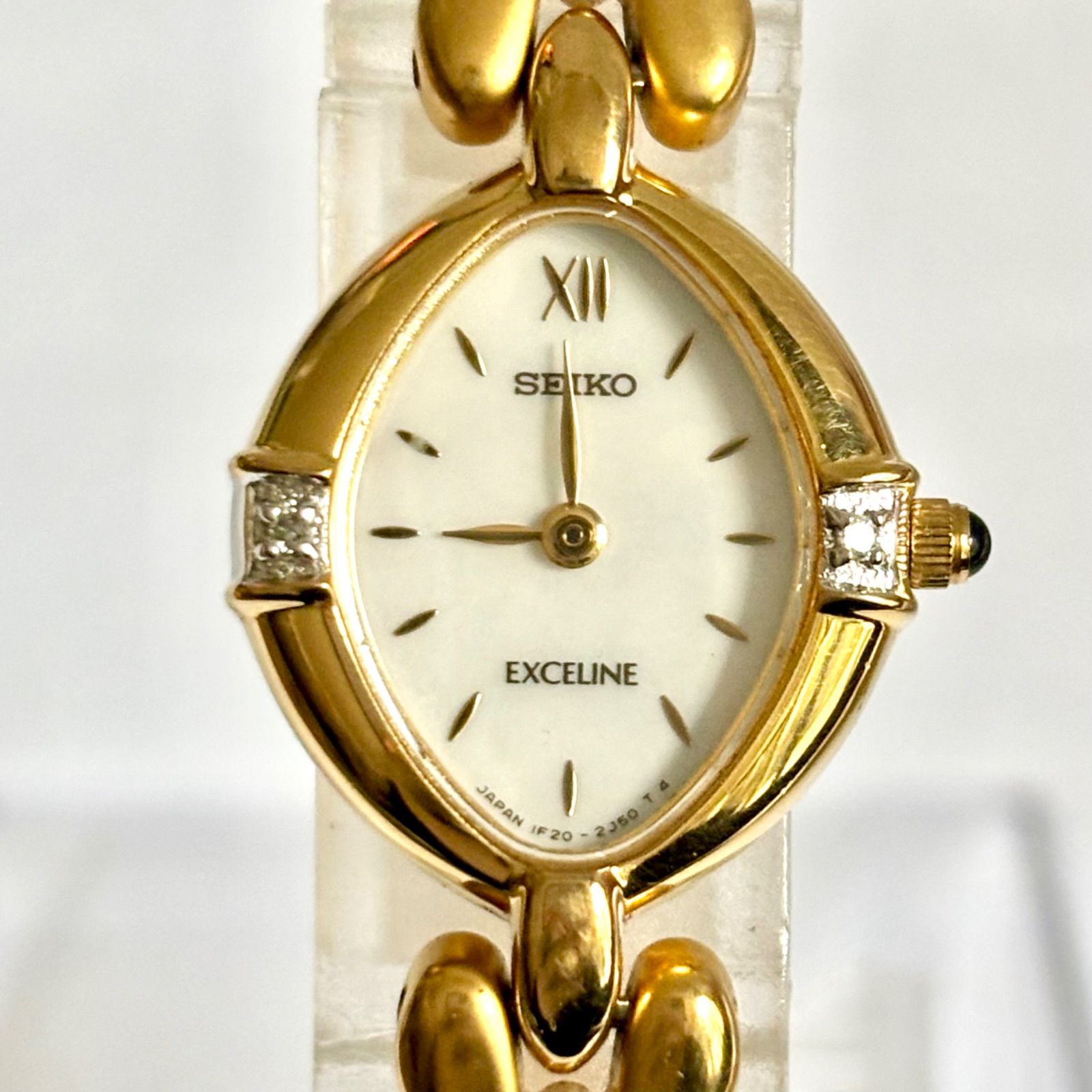 美品/新品電池】SEIKO セイコー EXCELINE エクセリーヌ 2Pダイヤ