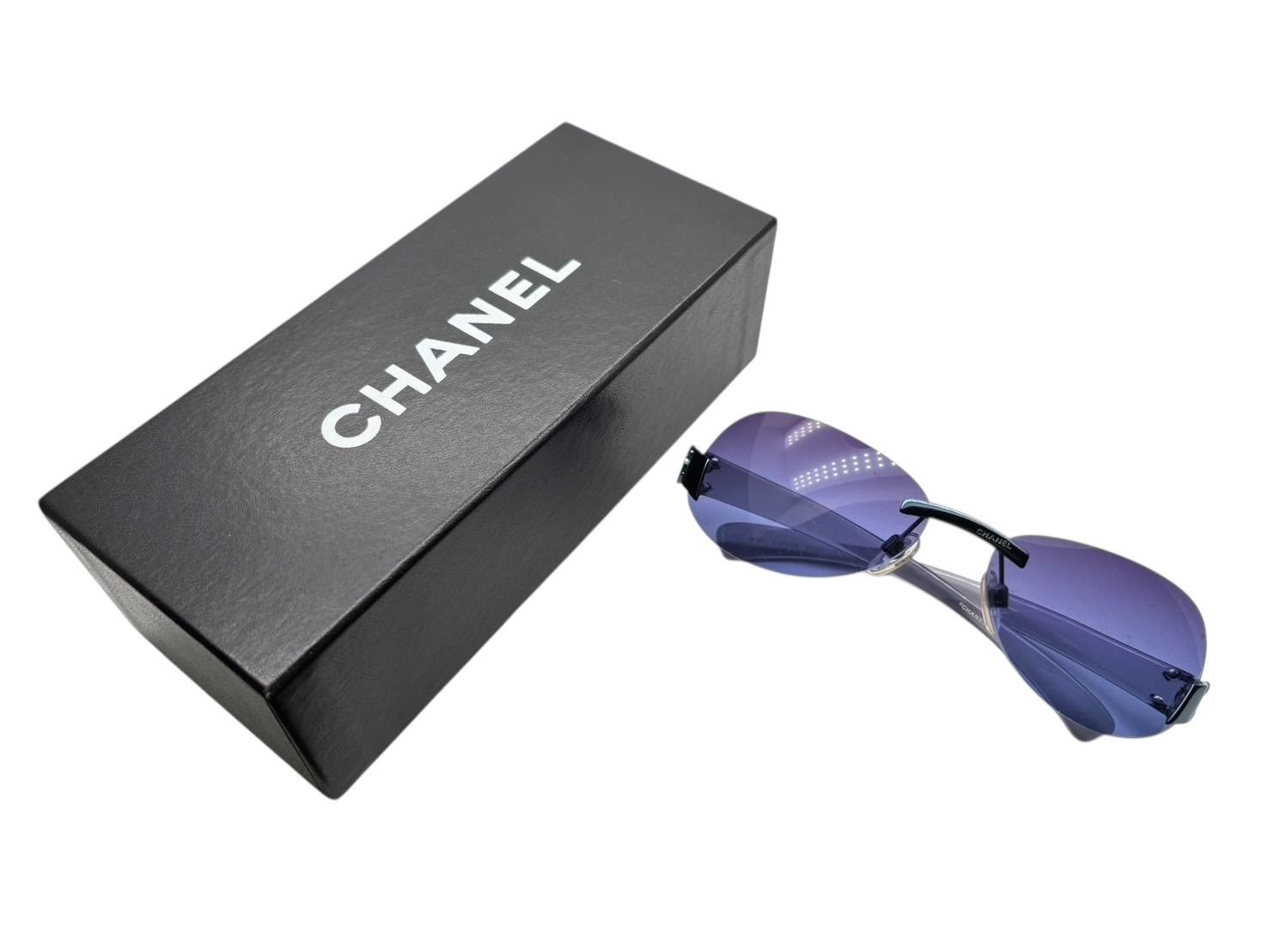 CHANEL シャネル サングラス サイドココマーク パープルレンズ イタリア製 4037 メタリックブルー金具 4b007574