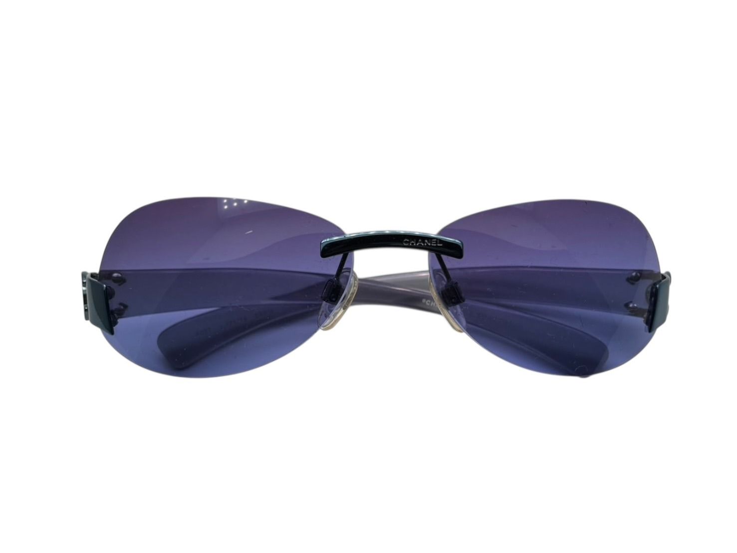 CHANEL シャネル サングラス サイドココマーク パープルレンズ イタリア製 4037 メタリックブルー金具 4 b 007574