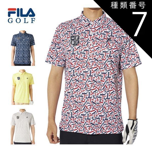 種類7：ホワイト(WT)/3L フィラゴルフ 総柄 半袖 ポロシャツ ウェア メンズ 2025年春夏モデル M-3L 745-605 