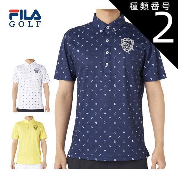 種類12：イエロー(YL)/M フィラゴルフ フラワー柄プリント 半袖 ポロシャツ ウェア メンズ 2025年春夏モデル M-3L 745-609 
