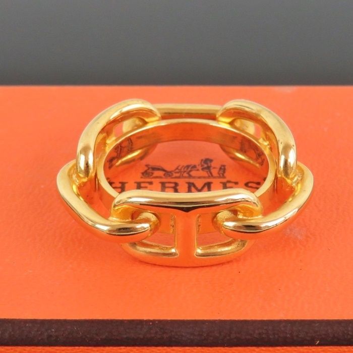 HERMES エルメス シェーヌダンクル スカーフリング ゴールド 外 き rk10175