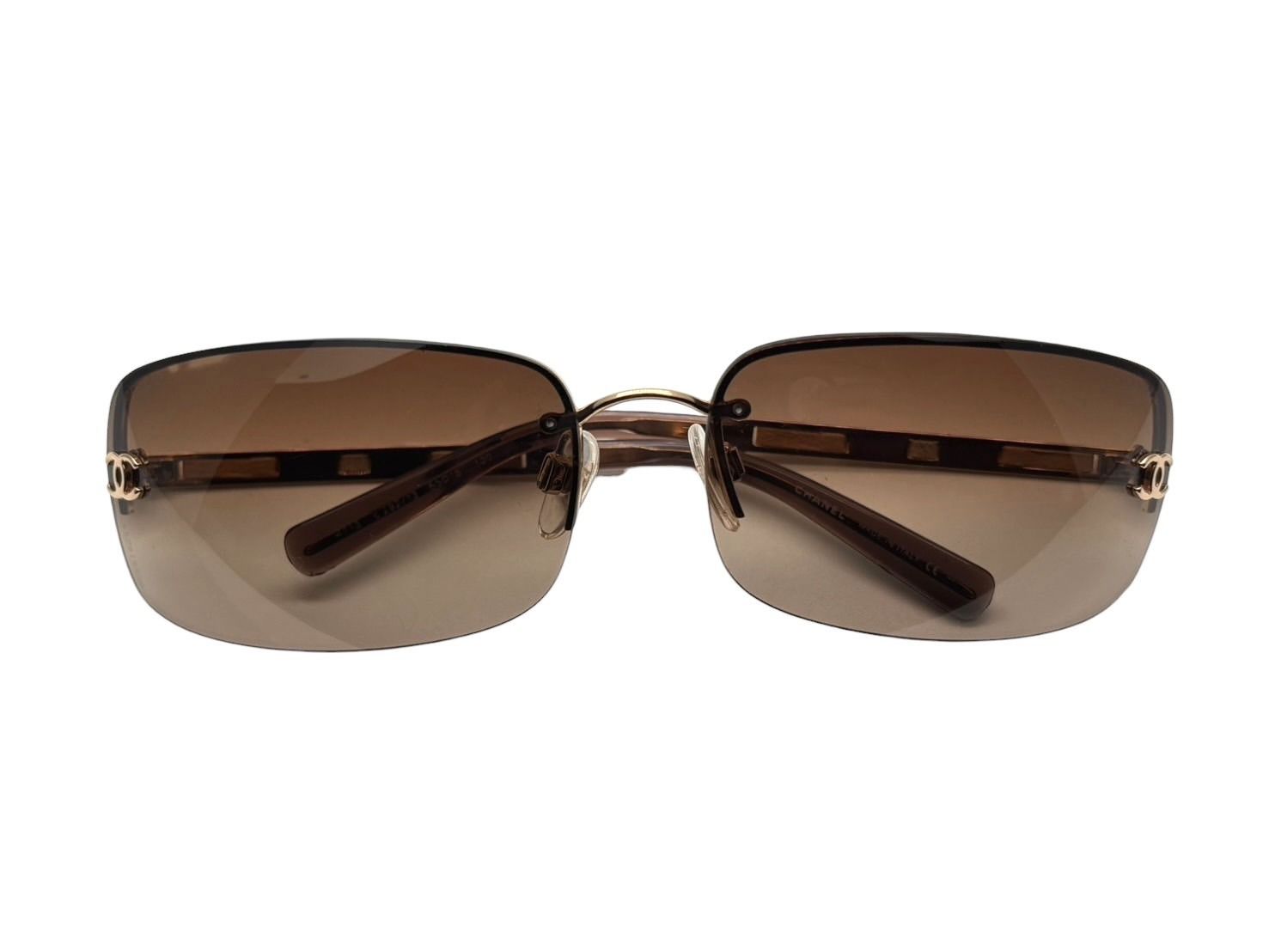 CHANEL シャネル ハーフリム サングラス 4113 c.292 13 サイズ65 15 120 ココマーク ブラウン ゴールド 4 b 009290