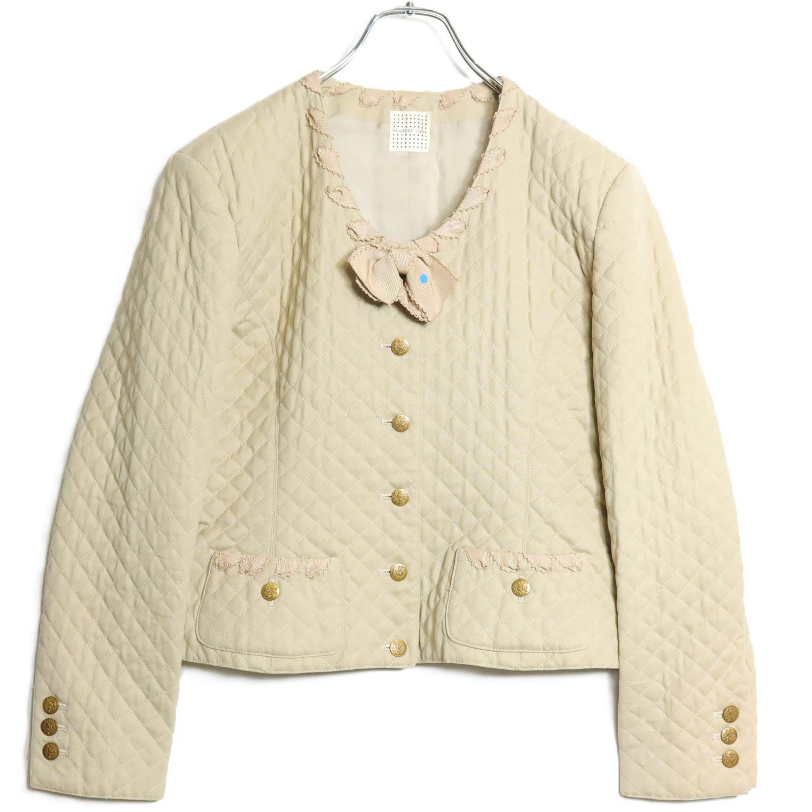 カネコイサオ☆リボン付き♪ノーカラージャケット キルティング