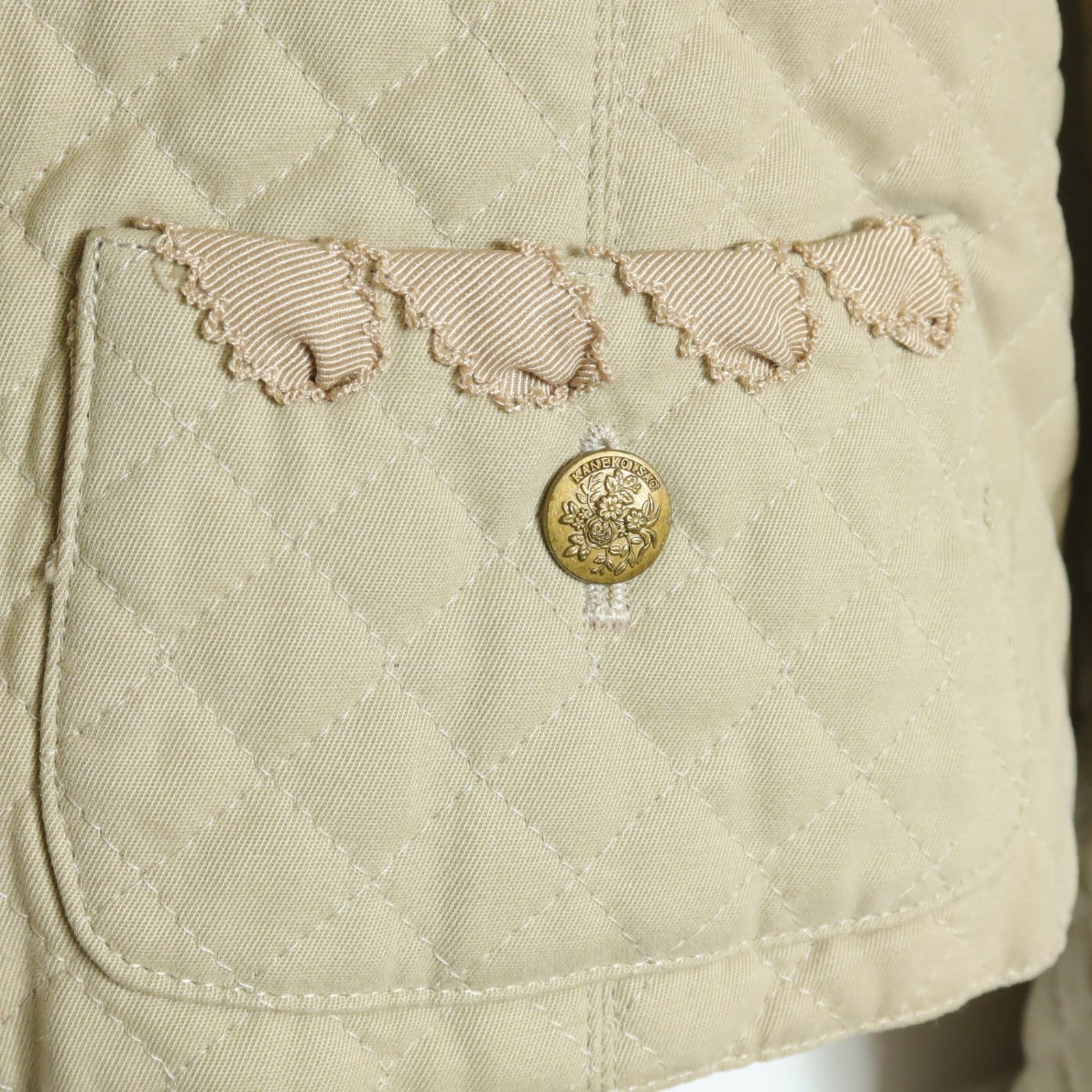 カネコイサオ☆リボン付き♪ノーカラージャケット キルティング