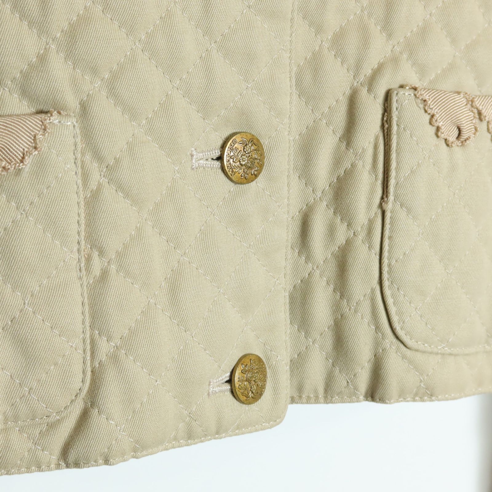 カネコイサオ☆リボン付き♪ノーカラージャケット キルティング