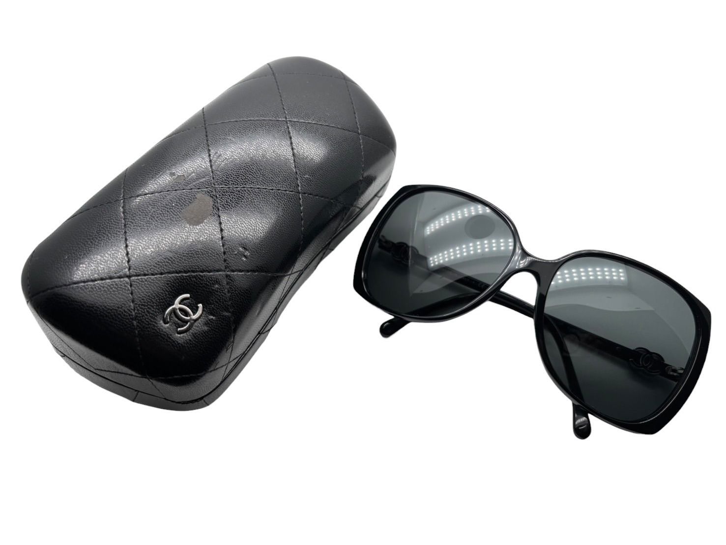 CHANEL シャネル サングラス ココマーク ハート 5216-A メタル ブラック シルバー金具 サイズ61◻︎16 4b007581