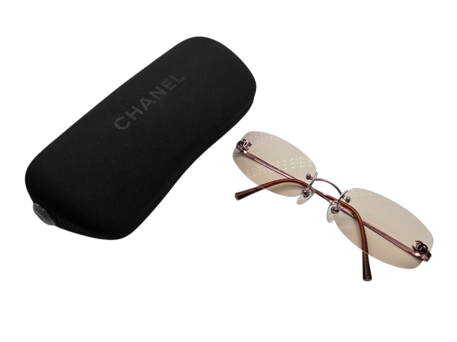 CHANEL シャネル サングラス リムレス 2014 ココマーク イタリア製 メタル ピンク サイズ54◻︎19 4b007588