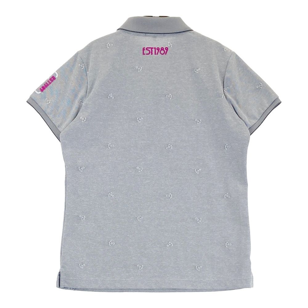 サイズ 1 PEARLY GATES パーリーゲイツ モデル 半袖ポロシャツ 総柄 グレー系 ゴルフウェア レディース ストスト