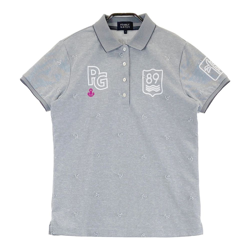 サイズ 1 PEARLY GATES パーリーゲイツ モデル 半袖ポロシャツ 総柄 グレー系 240101559195 ゴルフウェア レディース ストスト