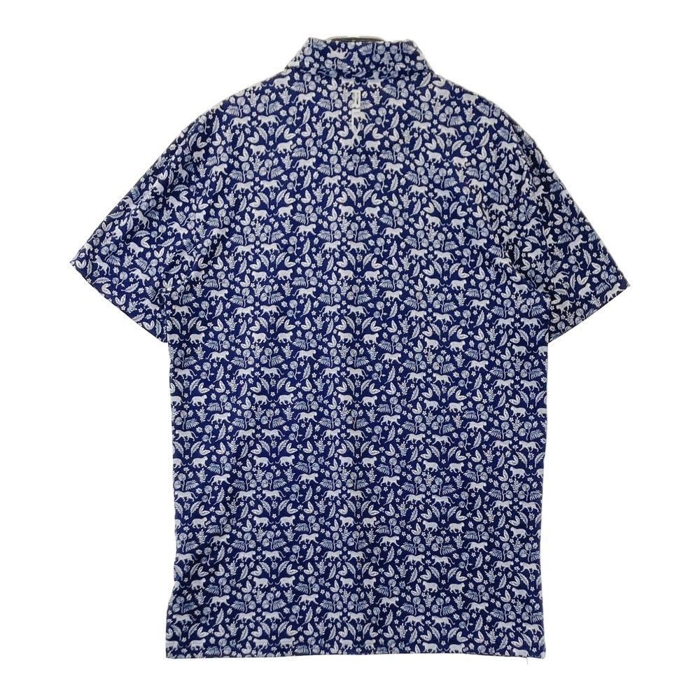 サイズ S RLX ラルフローレン 半袖ポロシャツ ボタンダウン 総柄 ネイビー系 ゴルフウェア メンズ ストスト