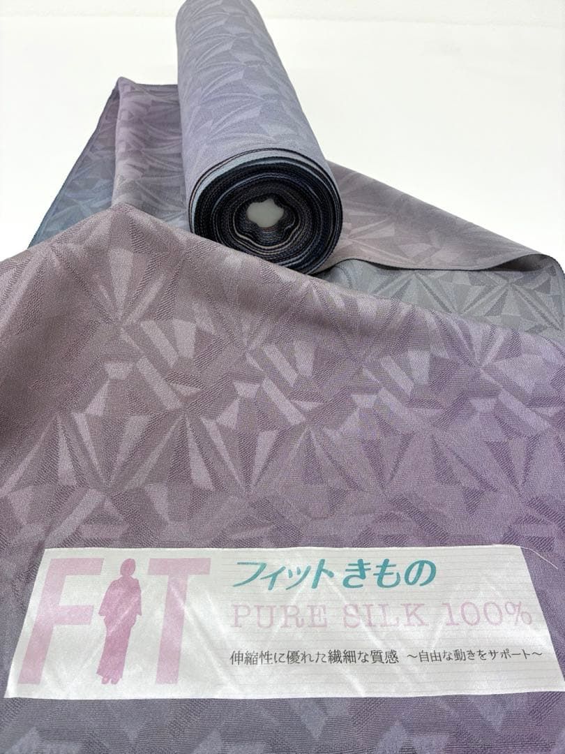 小紋 紋意匠 丹後縮緬 フィットきもの グラデーション 反物 正絹 FU 003