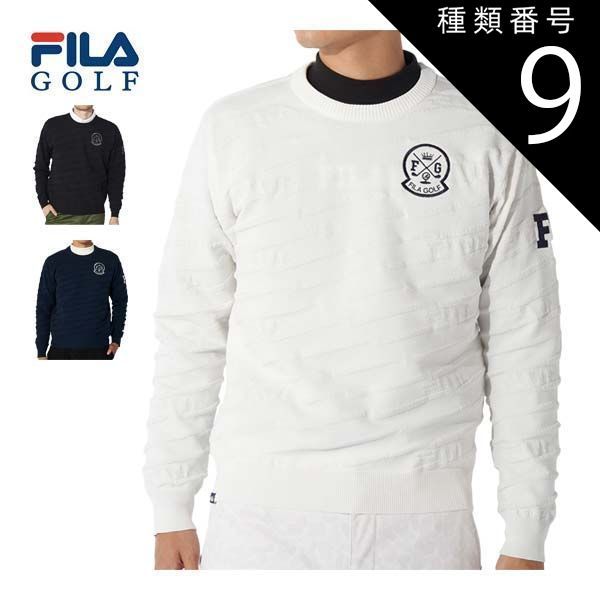 種類9：ホワイト(WT)/L フィラゴルフ ジャカードロゴ クルーネック セーター ウェア メンズ 784-701 M-3L 