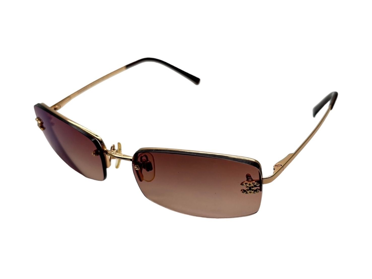 CHANEL シャネル リムレス サングラス ココマーク メタル ラインストーン 4093-B ブラック ゴールド金具 サイズ56◻︎16 4 b 008072