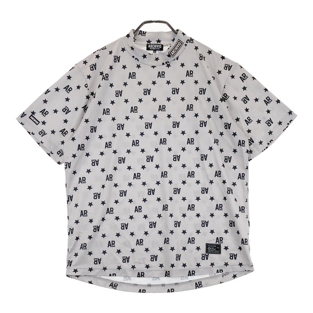サイズ 50 ARCHIVIO アルチビオ モデル モックネック半袖Tシャツ 総柄 グレー系 240101564012 ゴルフウェア メンズ ストスト