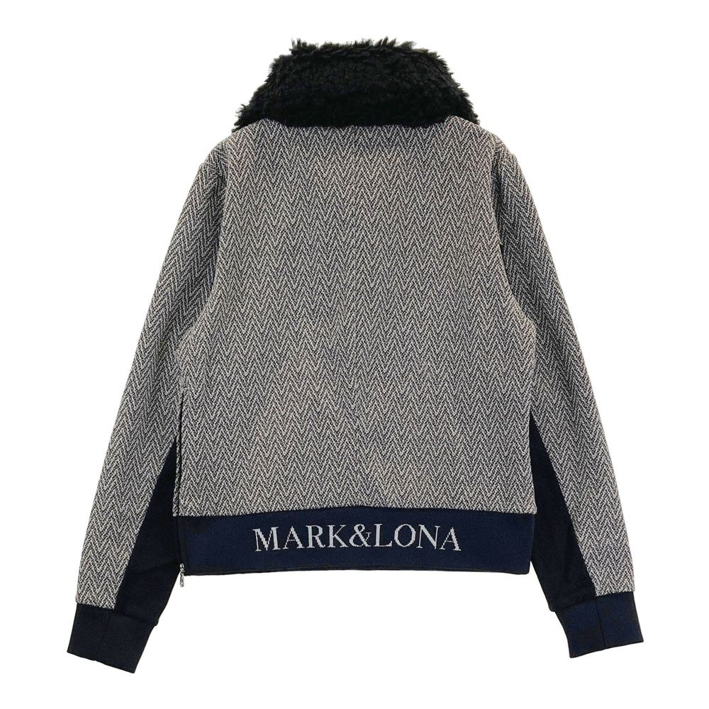 サイズ 38 MARK-LONA マークアンドロナ ボア切替 裏地付き長袖ジャケット ブルゾン ブラック系 ゴルフウェア レディース ストスト