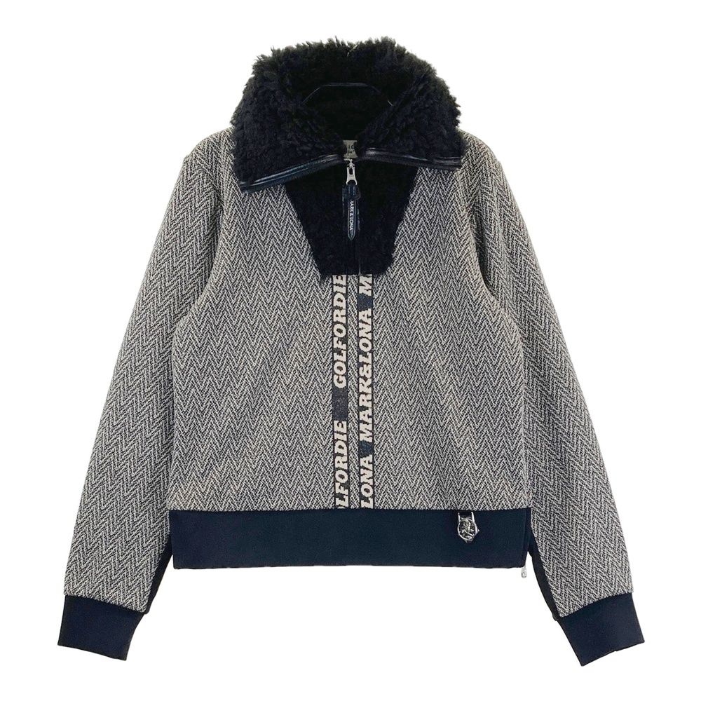 サイズ 38 MARK-LONA マークアンドロナ ボア切替 裏地付き長袖ジャケット ブルゾン ブラック系 240101564900 ゴルフウェア レディース ストスト