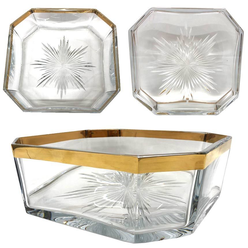 Baccarat バカラ 春海 鉢 金縁八角 2813969 クリスタルガラス 食器 インテリア aq12287