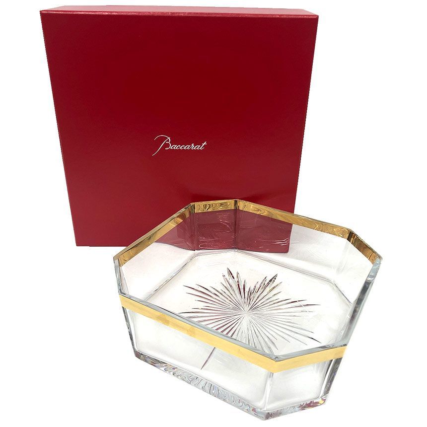 Baccarat バカラ 春海 鉢 金縁八角 2813969 クリスタルガラス 食器 インテリア aq12287