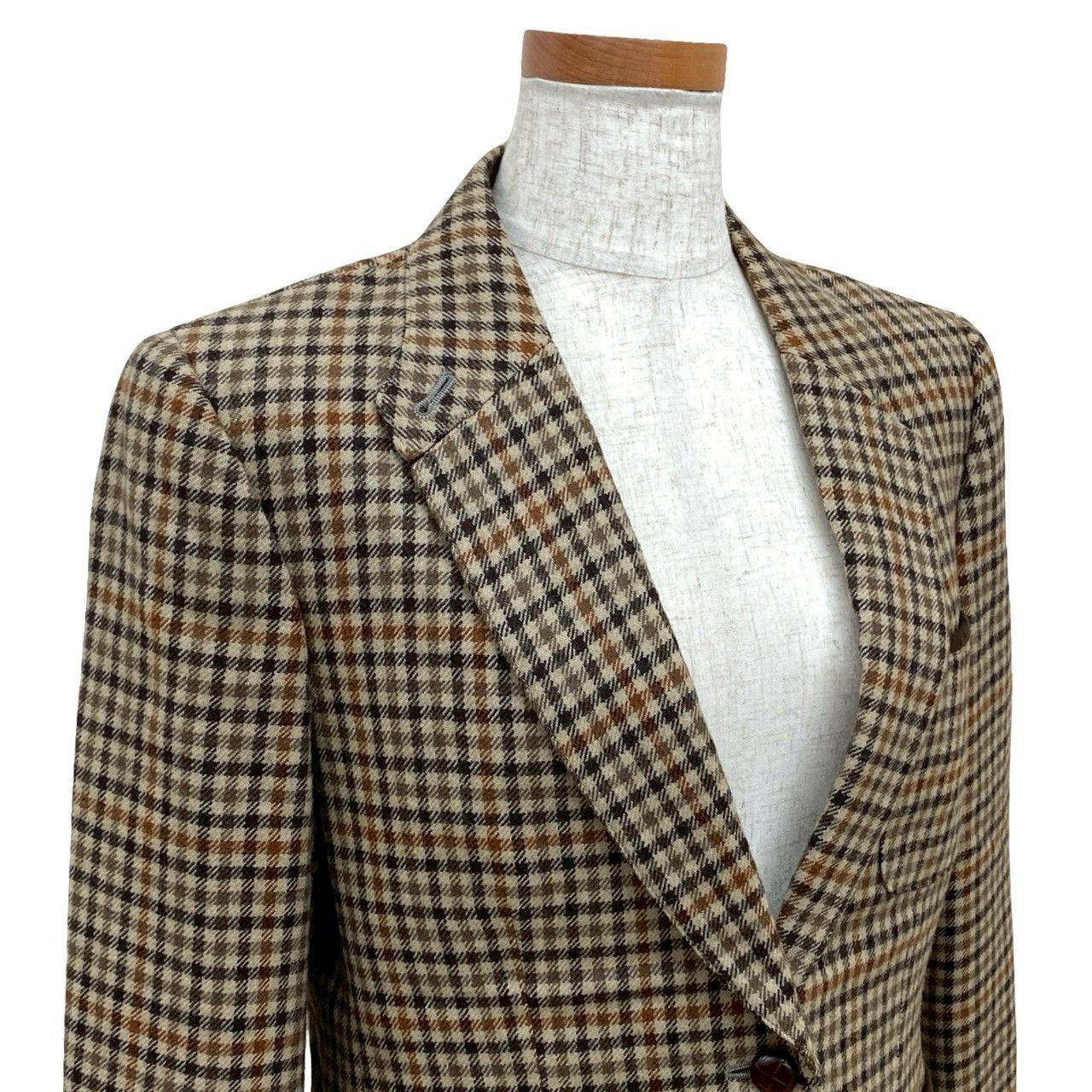 Burberrys バーバリーズ ヴィンテージ ハウンドトゥース チェック 柄 ウール セットアップ ジャケット スカート ブラウン 95813